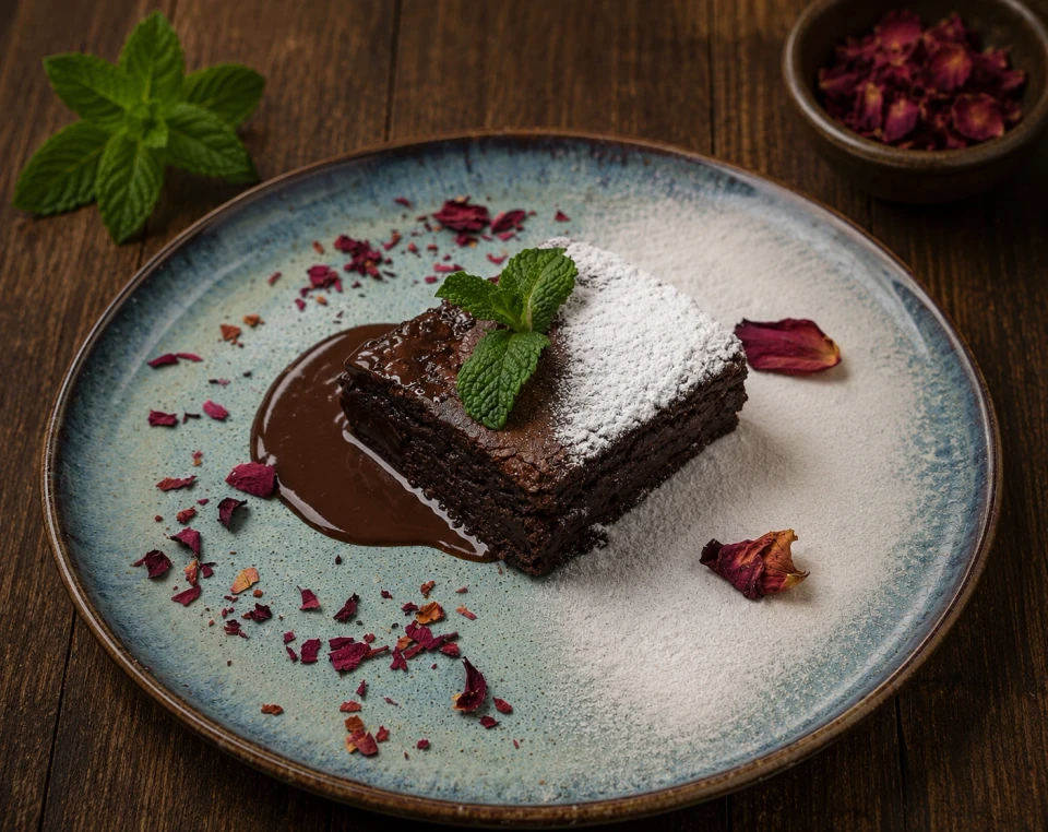 Chocolate brownie dessert at Masala Killiney