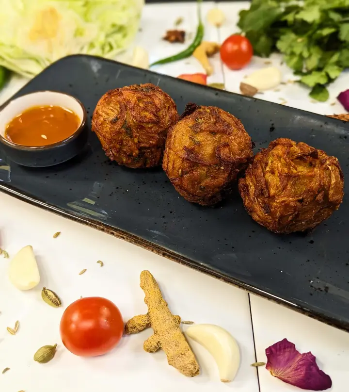 Golden onion bhajia from Masala Killiney Indian takeaway