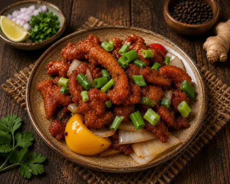 Kerala-style pork fry for private party catering at Masala Killiney
